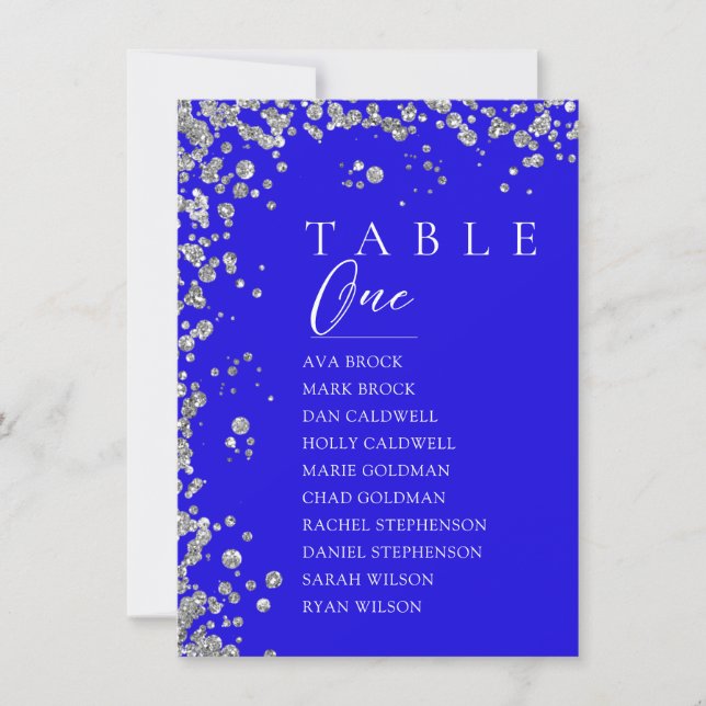 Tableau Royal Bleu Minimal Numéro de table Siège (Devant)