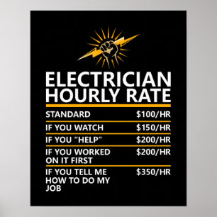 Tableau tarifaire horaire d'électricien drôle Cade