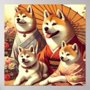 Tableau vintage Akita Chien