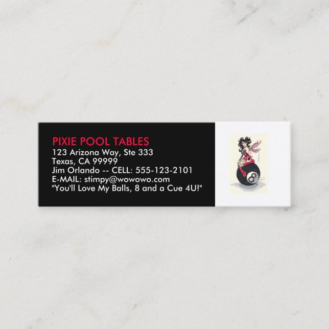 TABLES DE BILLARD ET BILLARDS - MODÈLE DE CARTE DE (Devant)