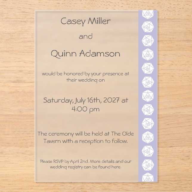 Tabletop Chic en lavande Invitation de mariage en  (Recto)
