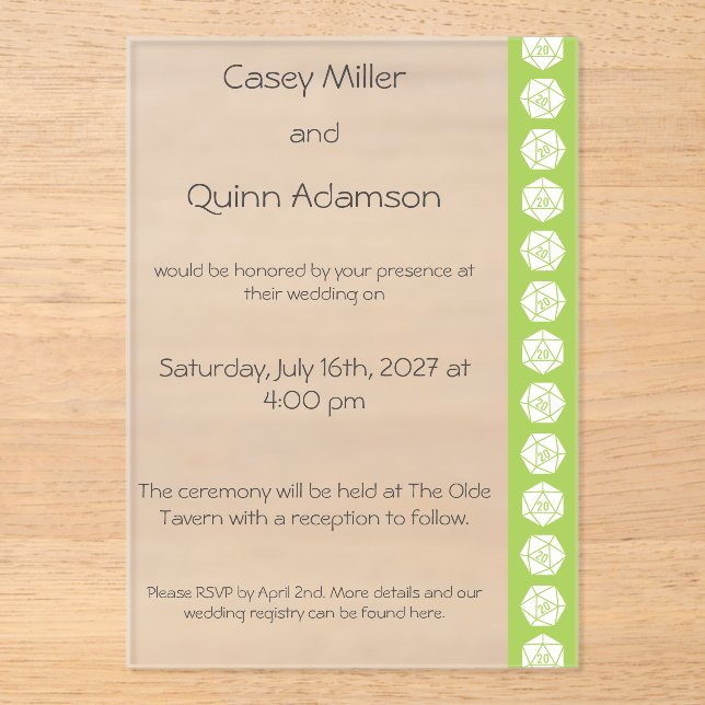 Tabletop Chic en Péridot Invitation de Mariage en  (Recto)