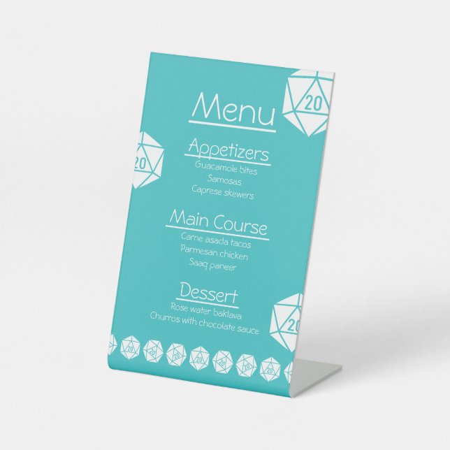 Tabletop Chic en turquoise sur un panneau de pied (Recto)