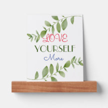 Love Yourself More green feuille motivation citati