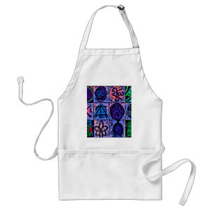 Tablier 12 signes curatifs V15 bleu de Reiki n Karuna