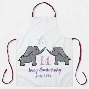 Tablier 14e anniversaire de mariage d'ivoire éléphant mign
