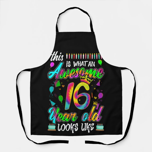 Tablier 16e anniversaire Awesome 16 ans il semble (Recto)
