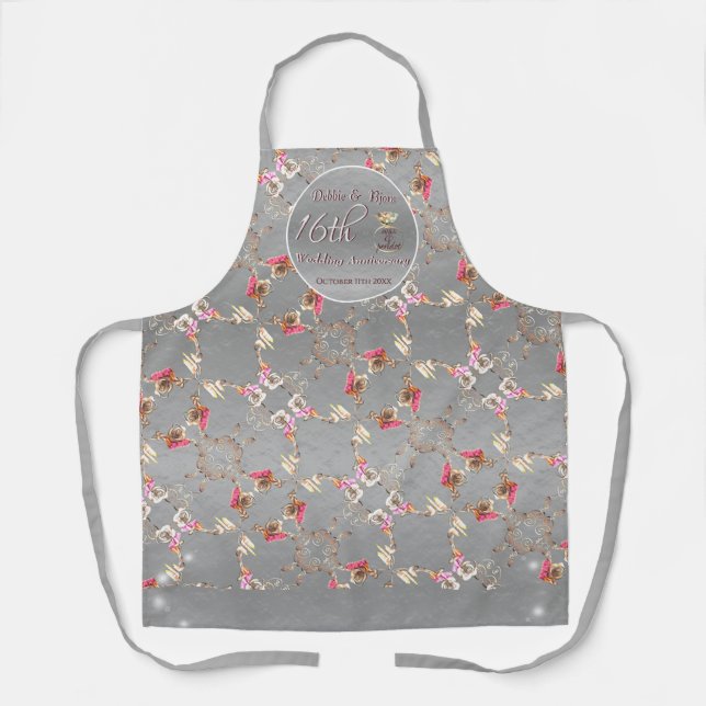 Tablier 16e anniversaire de Mariage Cire, Statice, & Perid (Recto)
