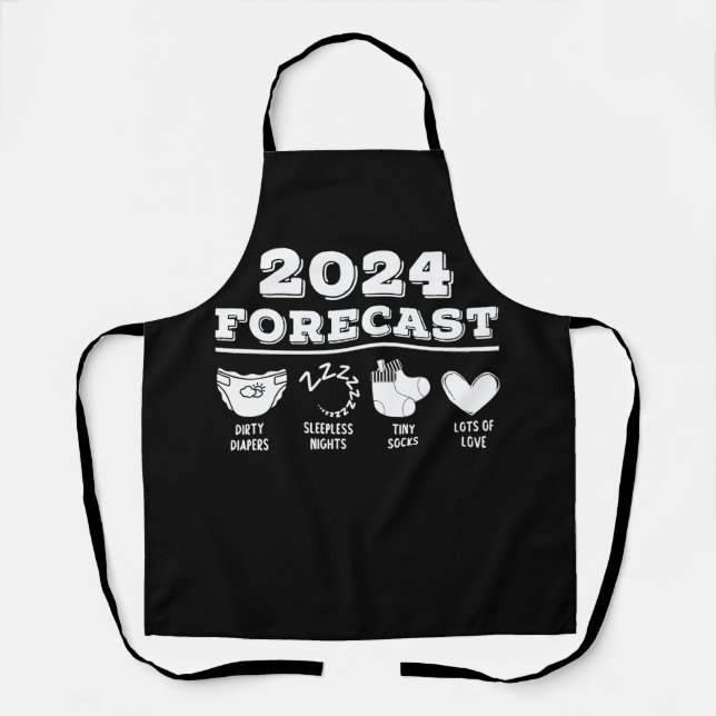 Tablier 2024 Prévision Faire-part bébé grossesse nouveau b (Recto)