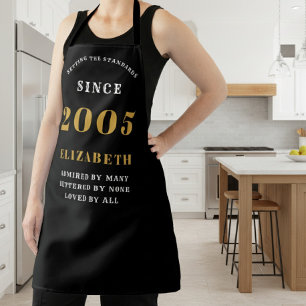 Tablier 21e anniversaire personnalisé 2005 Noir & Or