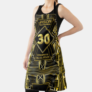 Tablier 30e anniversaire Art Déco Gold Black Great Gatsby