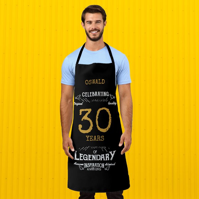 Tablier 30e anniversaire Black Gold Legendary Funny (30th Birthday Black Gold Legendary Funny Apron
)