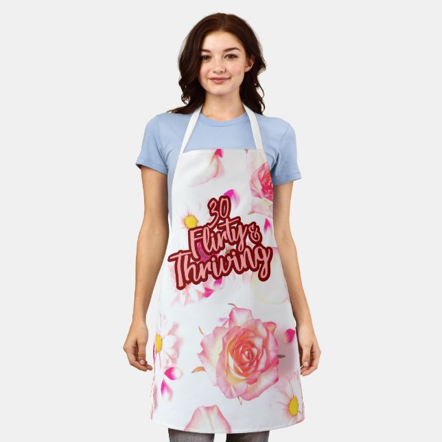 Tablier 30e anniversaire Trente Flirty et Fun Fun Rose (Porté)