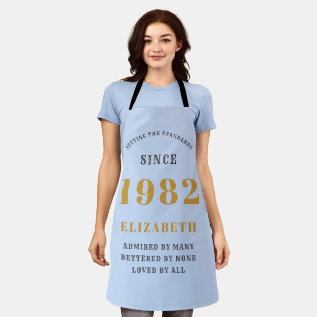Tablier 40e anniversaire 1982 Elégant Gold Blue Grey (Porté)