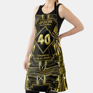 Tablier 40e anniversaire Art Déco Gold Black Great Gatsby