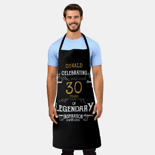 Tablier 40e anniversaire Black Gold Legendary Funny Apron (Porté)