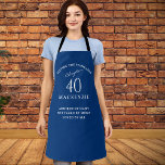 Tablier 40th Birthday Ajouter le nom Elegant Blue and Whit<br><div class="desc">Rendre la journée spéciale de votre bien-aimé encore plus mémorable avec un tablier imprimé sur mesure qui célèbre son 40e anniversaire. Notre élégant tablier bleu et blanc présente un design élégant avec beaucoup d'espace pour que vous puissiez ajouter leur nom et un message spécial. Idéal pour cuisine des friandises spéciales...</div>
