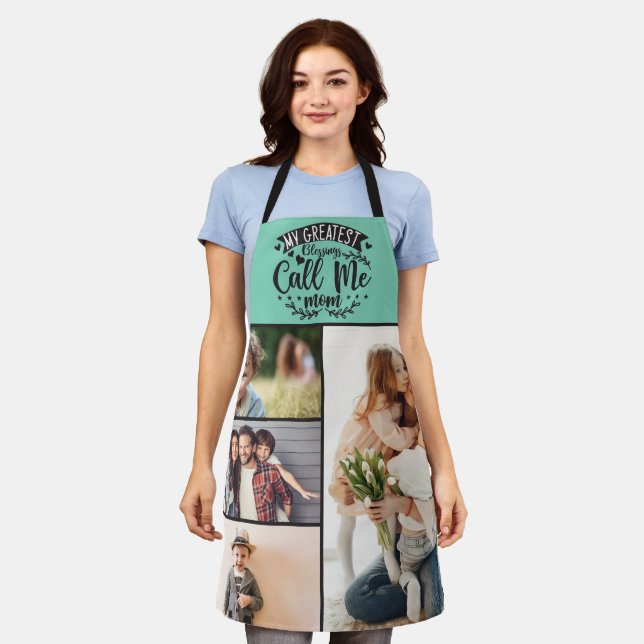 Tablier 4 famille photo collage maman gardien mère jour (Porté)