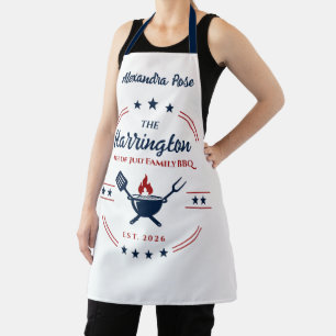 Tablier 4 juillet fête de l'indépendance Famille BBQ Nom