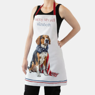 Tablier 4 juillet Patriotic Hound Dog Personnalisé