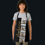 Tablier 4 Photo Film Strip Collage Nom du script noir<br><div class="desc">Collage photo dans un plan de bande de film avec un énorme script moderne pour le nom. Utilisez jusqu'à quatre photos de téléphone carré ou selfie pour créer un cadeau unique et personnel. Ou vous pouvez garder le chiot hipster et faire un gardien branché. Pour obtenir de meilleurs résultats, utilisez...</div>