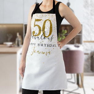 Tablier 50 ans et Fabuleux Anniversaire Élégant Or et Noir