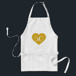 Tablier 50 coeur en or massif<br><div class="desc">Cet tablier est orné d'un coeur en or, encadré par le chiffre "50", dans une police blanche. Cliquez sur "Customisez-le !" pour redimensionner/repositionner l'image du coeur doré, modifier la couleur de l'arrière - plan et/ou personnaliser le texte ou le monogramme. Choisissez le style, la taille et la couleur de la...</div>