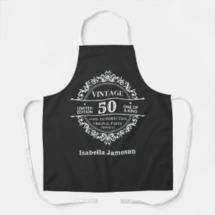 Tablier 50e anniversaire vintage de Monogramme noir et bla