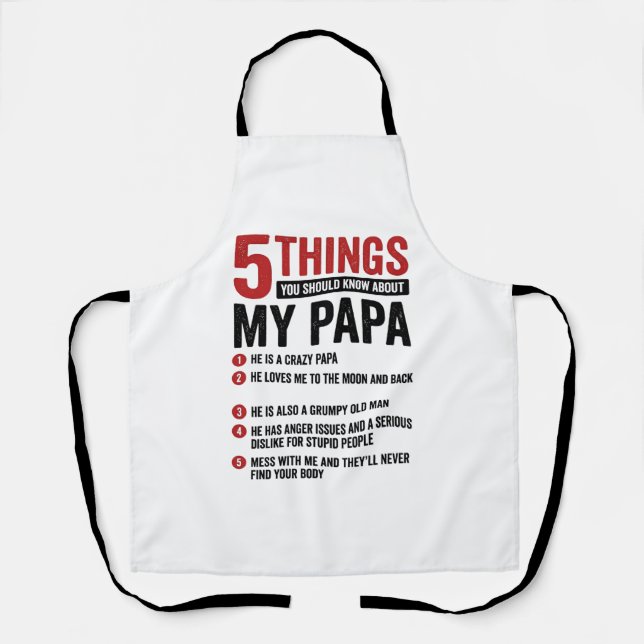 Tablier 5 choses à propos de mon papa drôle vintage concep (Recto)