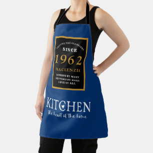 Tablier 60e anniversaire 1962 Nom Elegant Black Gold Blue