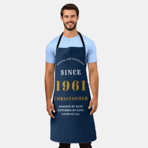 Tablier 60e anniversaire Né 1961 Blue Gold Man's