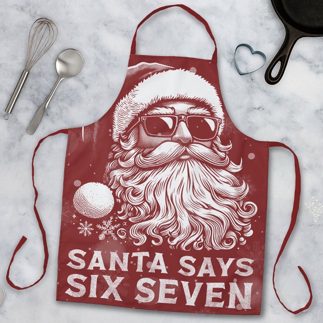 Tablier 67 Meme Drôle Santa Dit Six Sept Noël (Créateur téléchargé)
