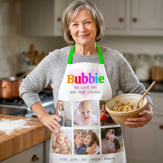 Tablier 6 Collage de photos Nous t'aimons Bubbie Multicolo (Créateur téléchargé)