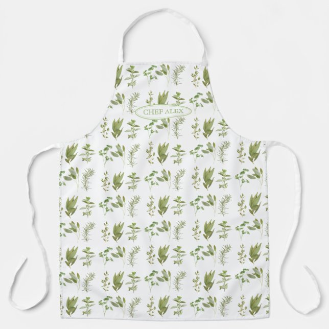 Tablier 6 HERBES FRAÎCHES Apron + Nom - grand (Recto)
