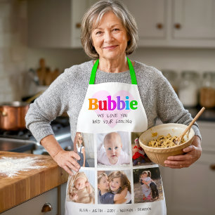 Tablier 6 Photo Collage We Lobe You Bubbie Multicolor Bold
