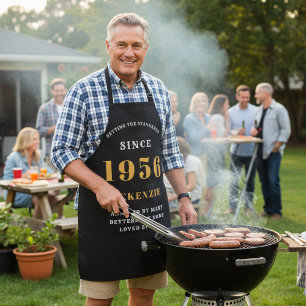 Tablier 70e anniversaire 1954 Nom Chic Elegant Black Gold