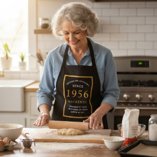 Tablier 70e anniversaire 1954 Nom Elegant Black Gold Chic