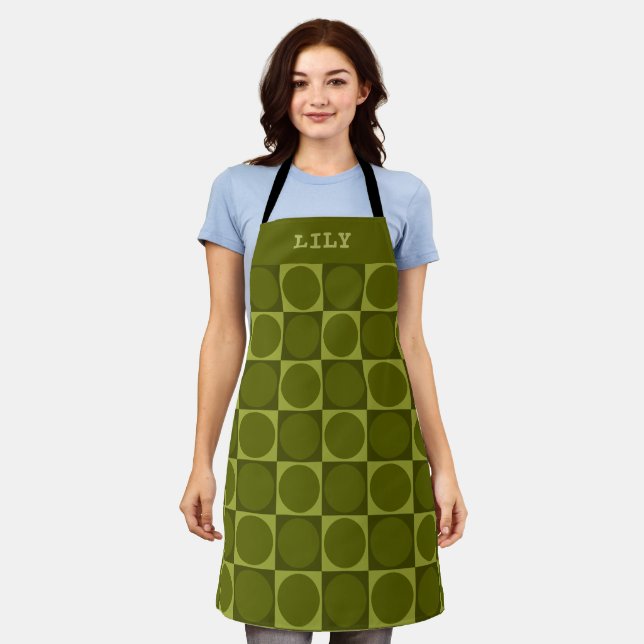 Tablier 70s Checks and Circles Green (Porté)