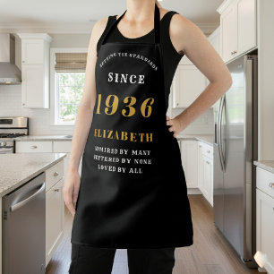 Tablier 90e anniversaire personnalisé 1936 Noir & Or