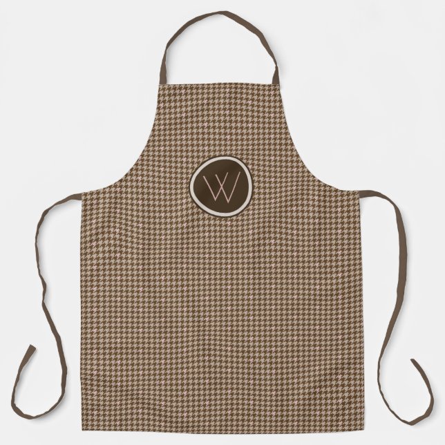 Tablier à carreaux marron avec accent or rose (Recto)