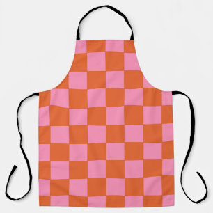 Tablier à damiers orange et rose