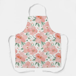 Tablier à fleurs couleur eau plate en pêche