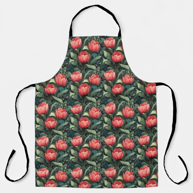 Tablier à fleurs Tulipes Cuisine florale Apron (Recto)