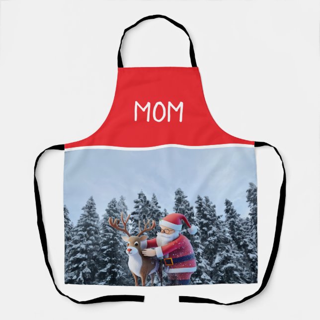 Tablier à impression générale Santa et Rudolf Mom  (Recto)