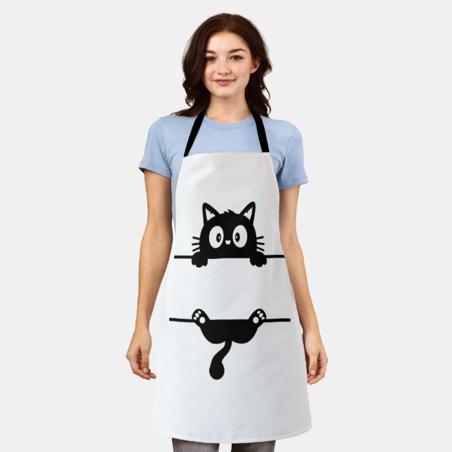 Tablier à impression intégrale , design de chat mi (Porté)