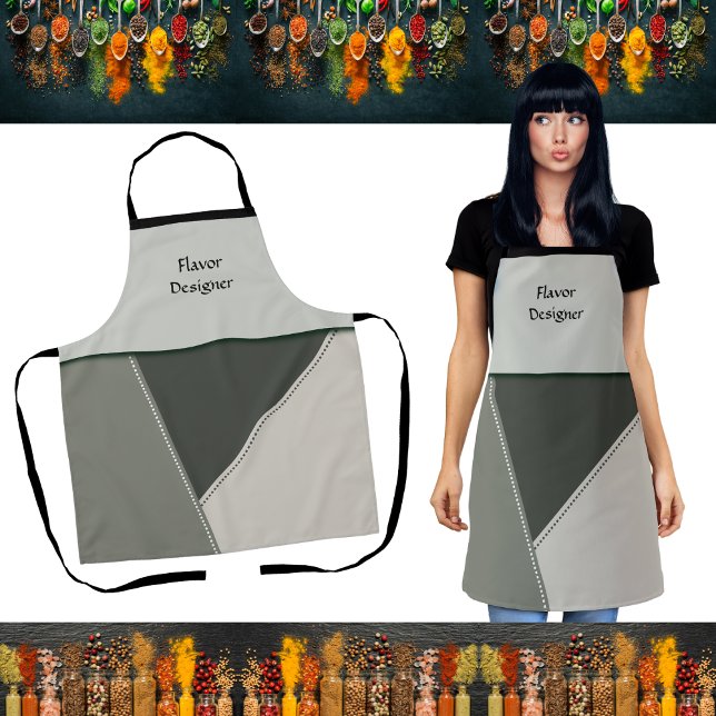 Tablier à impression tout autour de style culinair (Modern Culinary Style Geometric Apron)