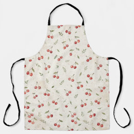 Tablier à motif cerise botanique vintage