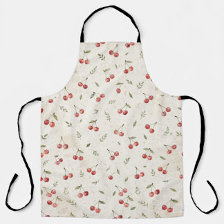 Tablier à motif cerise botanique vintage