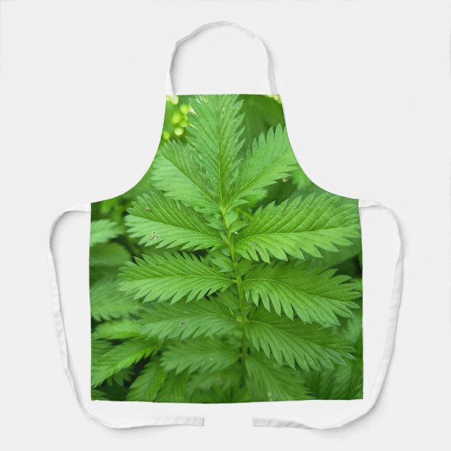 Tablier à motif de feuilles botaniques vertes (Recto)
