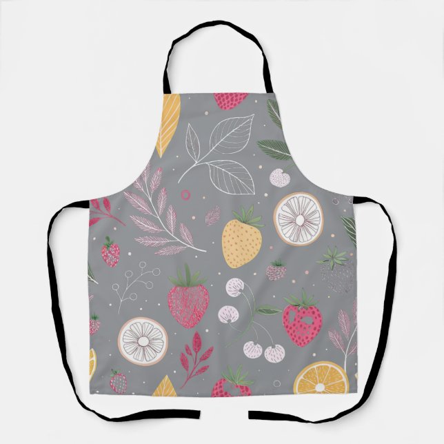 Tablier à motif de fruits gris (Recto)
